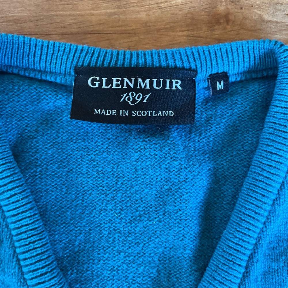 Glenmuir Ladies V Neck Sweater - M- Teal 100% Lambswool